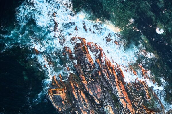 Water crashing on rocks